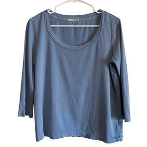 Standard James Perse Women's Blue Gray 3/4 Sleeve T Shirt Sz 3/L Casual Everyday